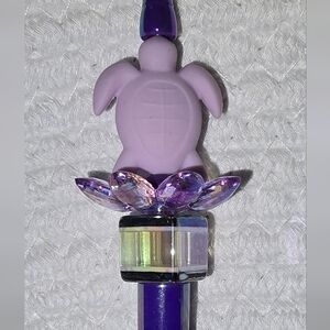 Purple Turtle Pen with Crystal Like Lotus Accent